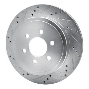 Dodge Durango Brake Rotor (1) - Rear Left - R1 Concepts - Drilled & Slotted - Silver - 2003